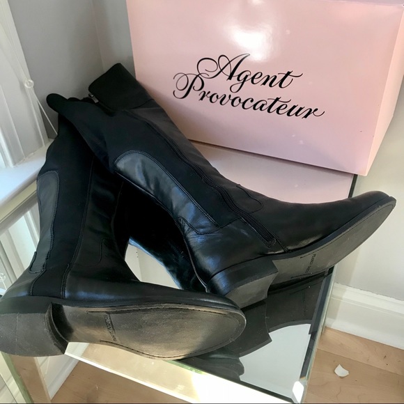 Franco sarto 7.5 over the knee black 50/50 leather nylon/stretch boots - Picture 2 of 4